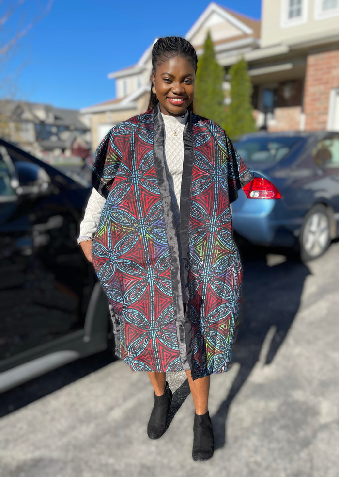 African Print Ankara Kimono One Size Dress - Kiekie Kimono (014)