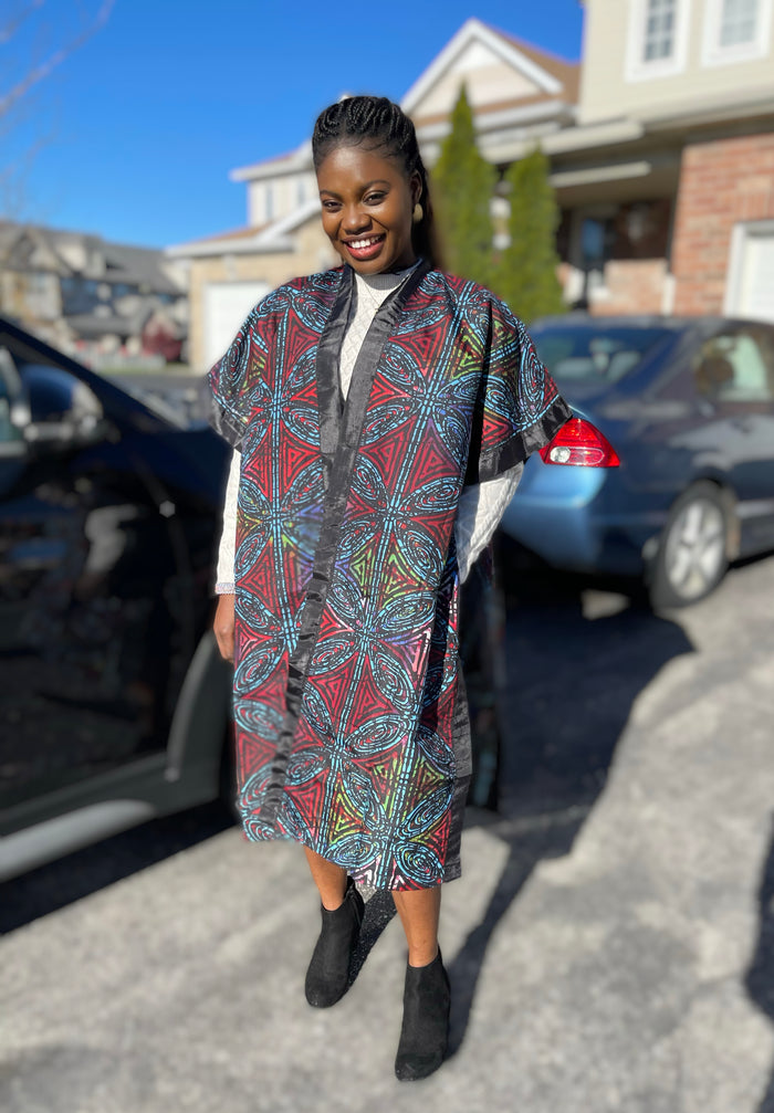 African Print Ankara Kimono One Size Dress - Kiekie Kimono (014)