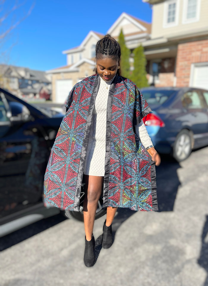 African Print Ankara Kimono One Size Dress - Kiekie Kimono (014)