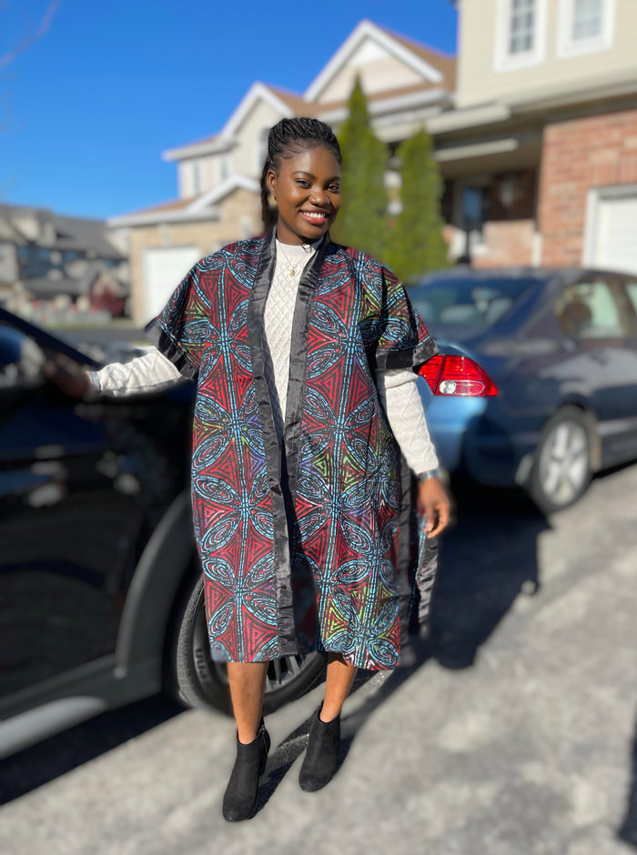 African Print Ankara Kimono One Size Dress - Kiekie Kimono (014)