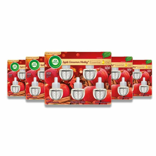 Air Wick - Scented Oil, Apple Cinnamon Medley - 3.38 Oz  (5 Ct Each) - 5 Pack