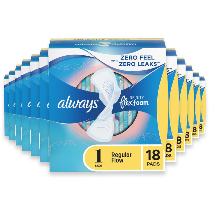 Always Infinity FlexFoam Size 1 Regular Pads with Wings - 18 Ct - 12 Pack