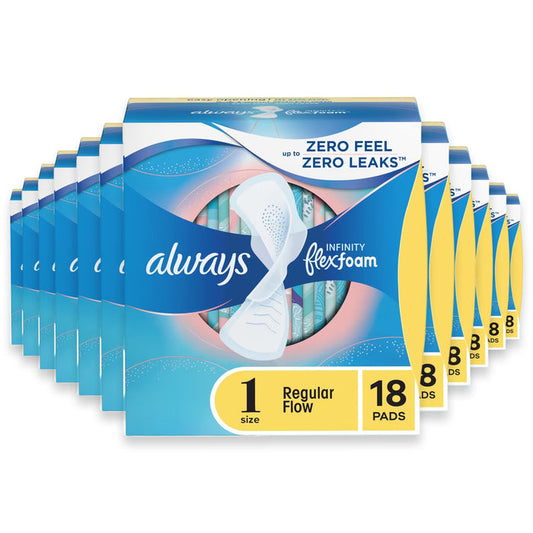 Always Infinity FlexFoam Size 1 Regular Pads with Wings - 18 Ct - 12 Pack