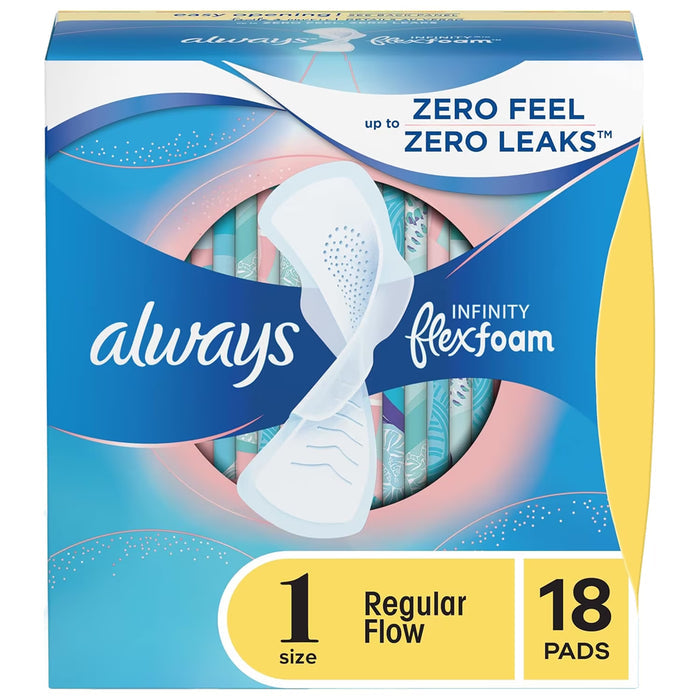 Always Infinity FlexFoam Size 1 Regular Pads with Wings - 18 Ct - 12 Pack