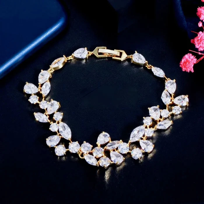 Wedding Jewelry - Cubic Zirconia Bridal Bracelet - Available in Silver, Rose Gold and Yellow Gold