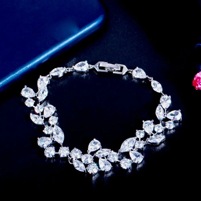 Wedding Jewelry - Cubic Zirconia Bridal Bracelet - Available in Silver, Rose Gold and Yellow Gold