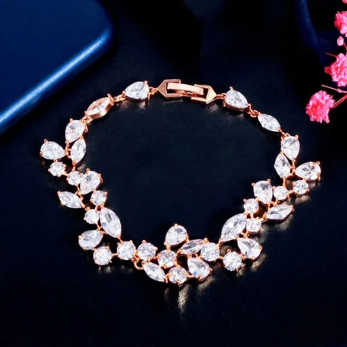 Wedding Jewelry - Cubic Zirconia Bridal Bracelet - Available in Silver, Rose Gold and Yellow Gold