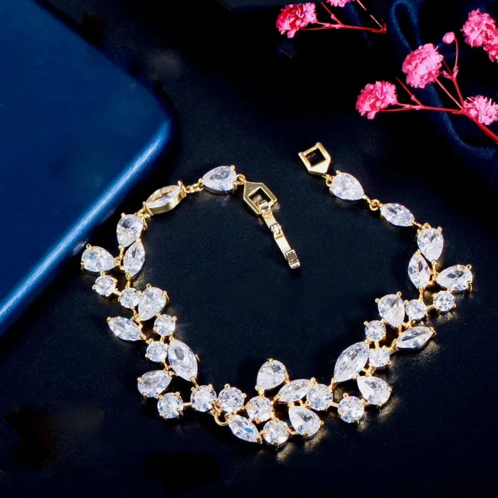 Wedding Jewelry - Cubic Zirconia Bridal Bracelet - Available in Silver, Rose Gold and Yellow Gold