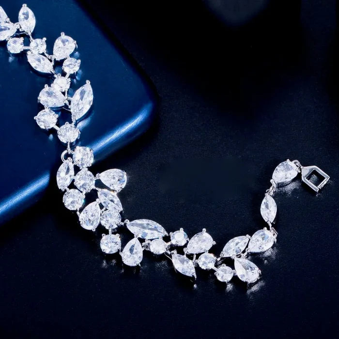Wedding Jewelry - Cubic Zirconia Bridal Bracelet - Available in Silver, Rose Gold and Yellow Gold