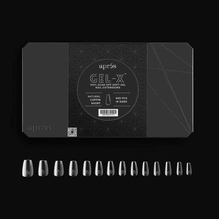 Apres Gel-X Natural Tips Box 14 Sizes - Pro 600pcs - Coffin | Short