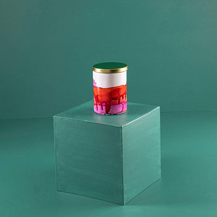 pink and orange handmade soy candle, Art Candle