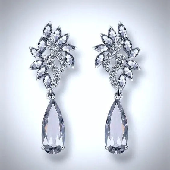 Wedding Jewelry - Cubic Zirconia Bridal Bracelet and Earrings Set