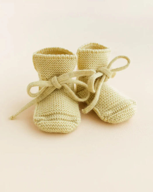 Baby Booties With Lace - Light Yellow - Front