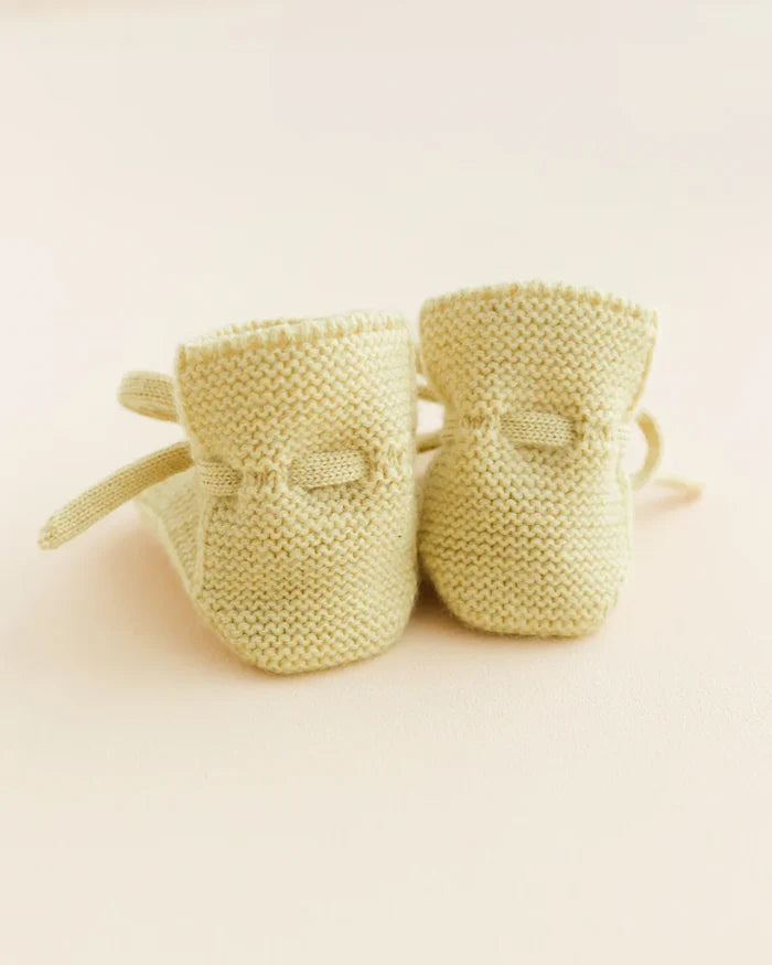Baby Booties With Lace - Light Yellow - Back Details