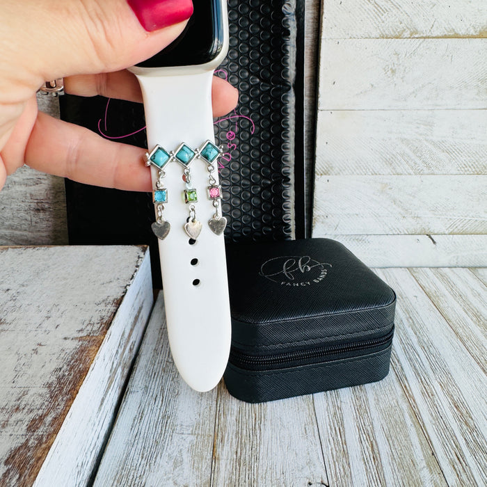 Band Charms 1pc. Turquoise Crystal Cascade