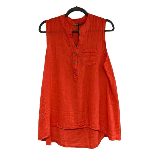 BEYOND CAPRI Linen HI-Low Collared Tank Top