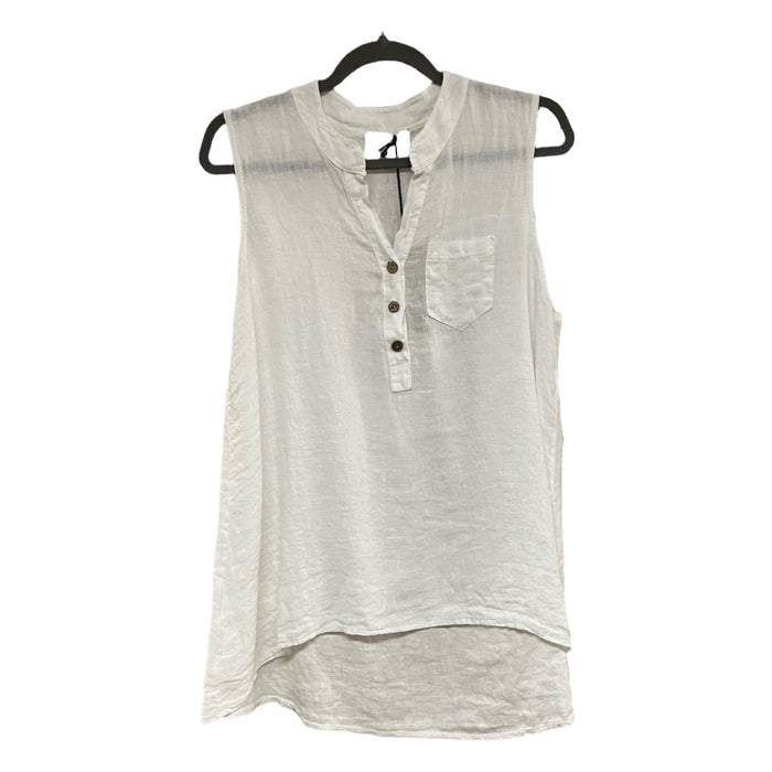 BEYOND CAPRI Linen HI-Low Collared Tank Top