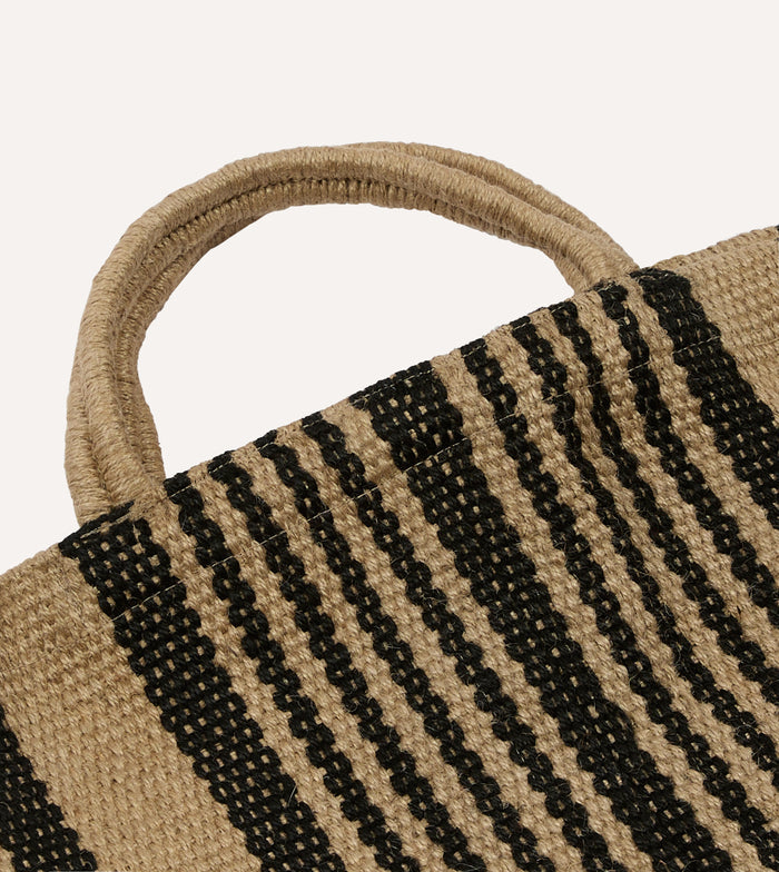 Black and Beige Maison Bengal Extra Large Jute Poresh Tote Bag