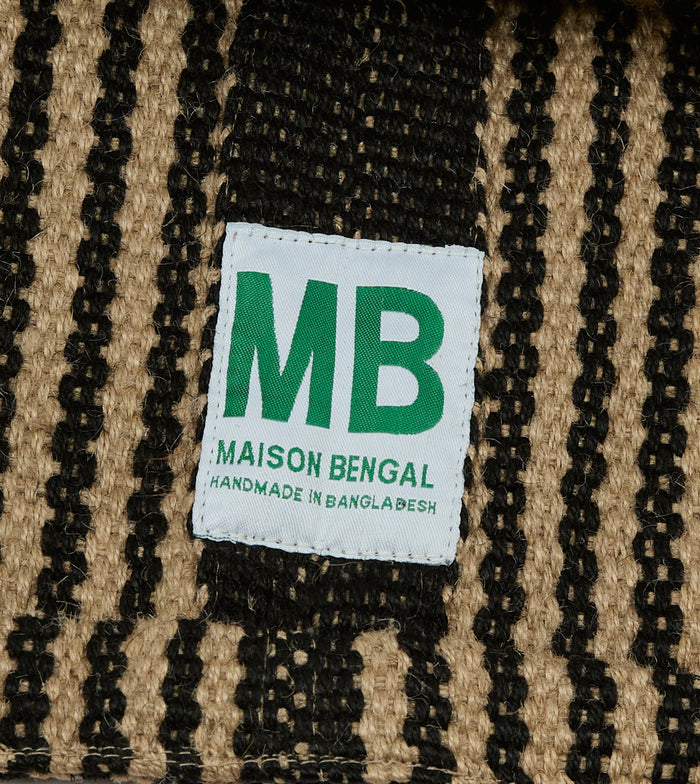 Black and Beige Maison Bengal Extra Large Jute Poresh Tote Bag