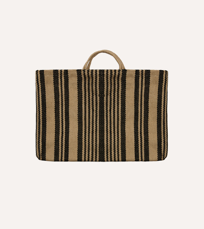 Black and Beige Maison Bengal Extra Large Jute Poresh Tote Bag