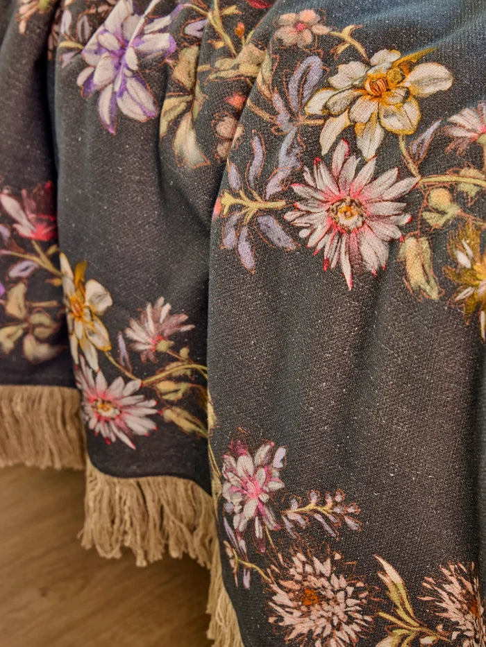 Boho Fringe Bedspread - Dahlia Rows Chocolate-view 3