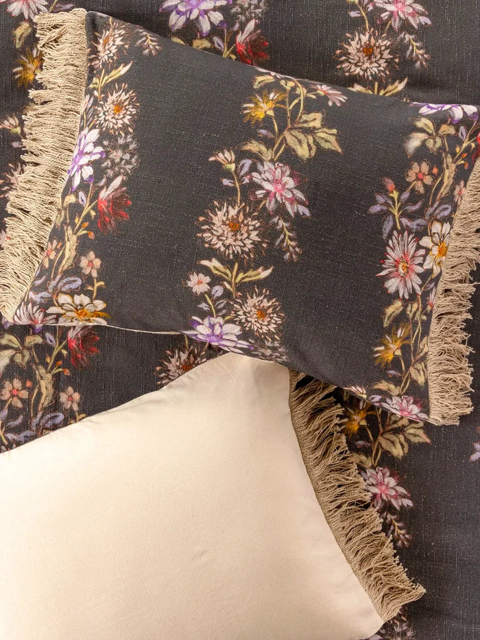 Boho Fringe Shams, Set of 2 - Dahlia Rows Chocolate-view 1