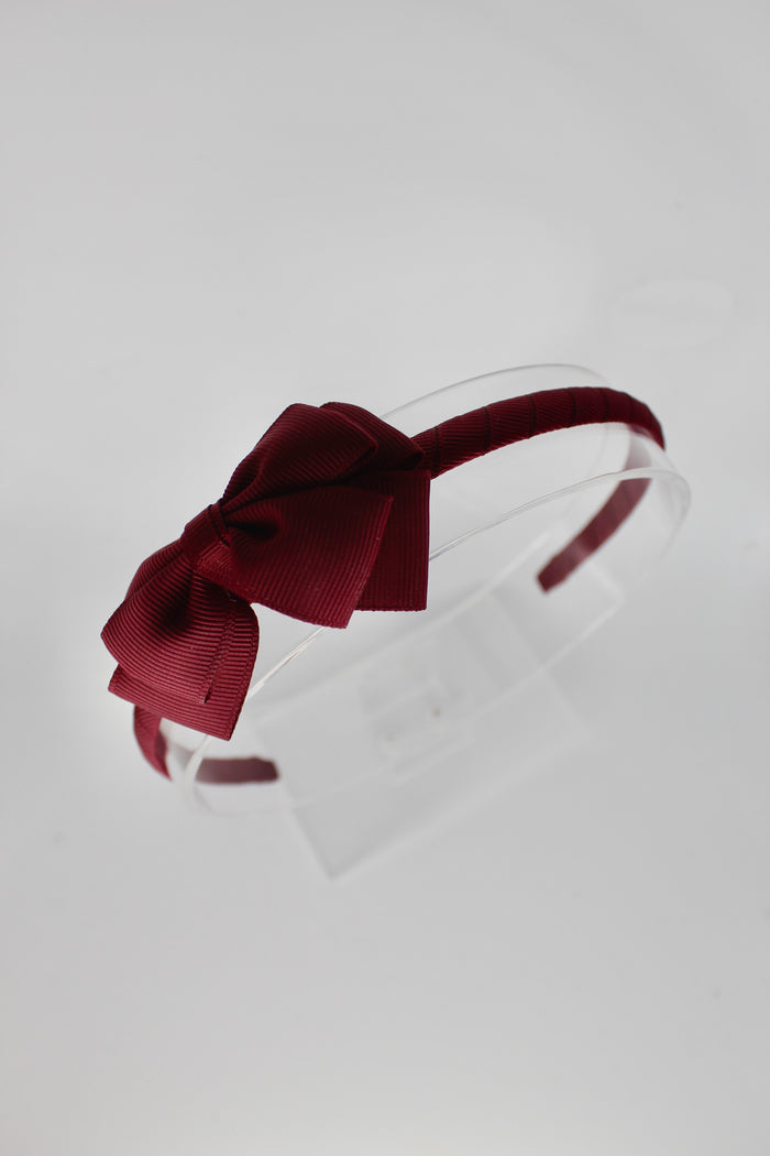 Bow School Hairband - Burgundy