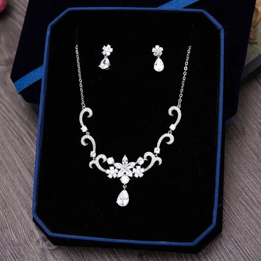 "Brooke" - Silver Cubic Zirconia Bridal Jewelry Set