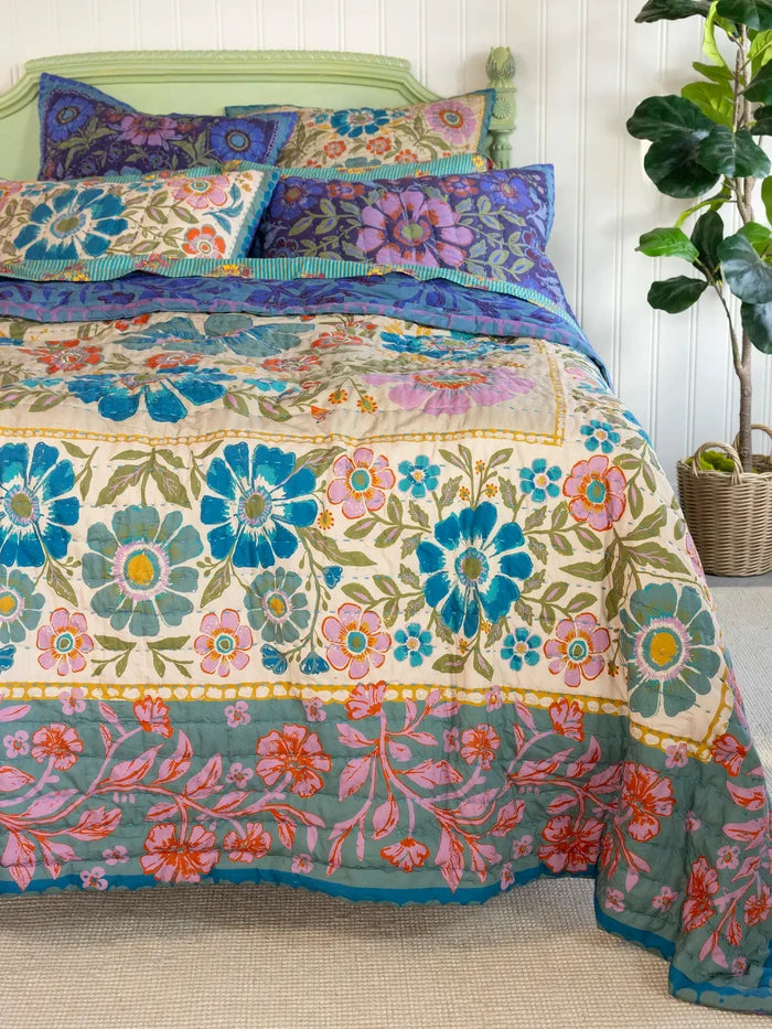 Bungalow Reversible Cotton Euro Sham - Flower Spell Bandana-view 3
