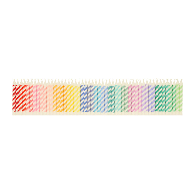 Candles - Rainbow Striped Mini Candles - Pack Of 50 In 25 Colors
