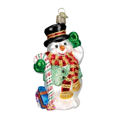 Candy Cane Snowman Ornament