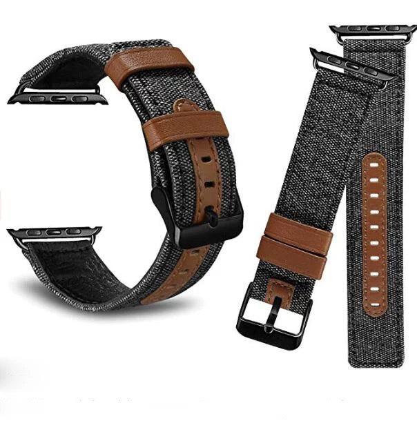 Canvas Leather Lined Band For Apple Watch Multiple Colors Available - Fancy Bands