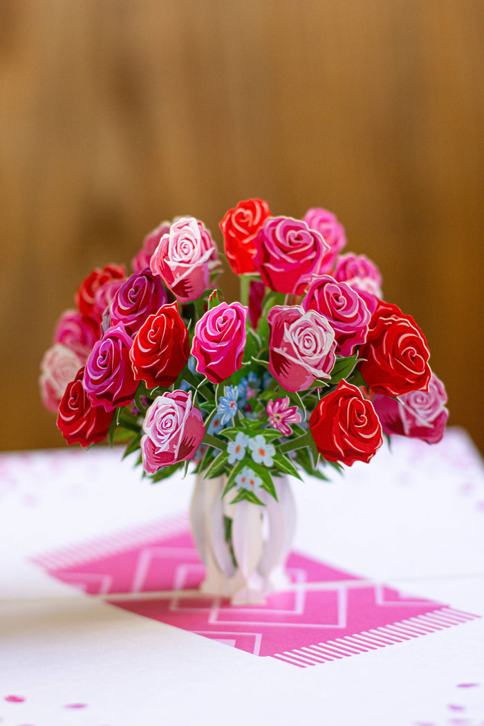 3d vase of roses pop up greeting card