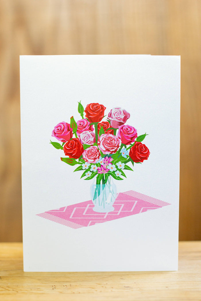 roses pop up greeting card
