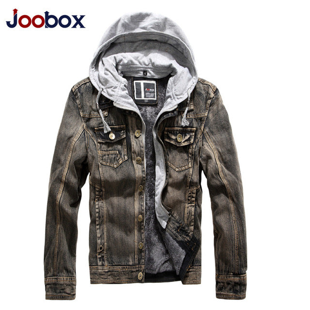 Casual Good Quality Hooded Mens Winter Jackets And Coats Thick Warm Velet Lining Jeans Jacket Men