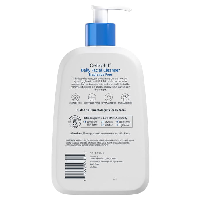 Cetaphil Facial Cleanser Unscented, 16oz - 12 Pack