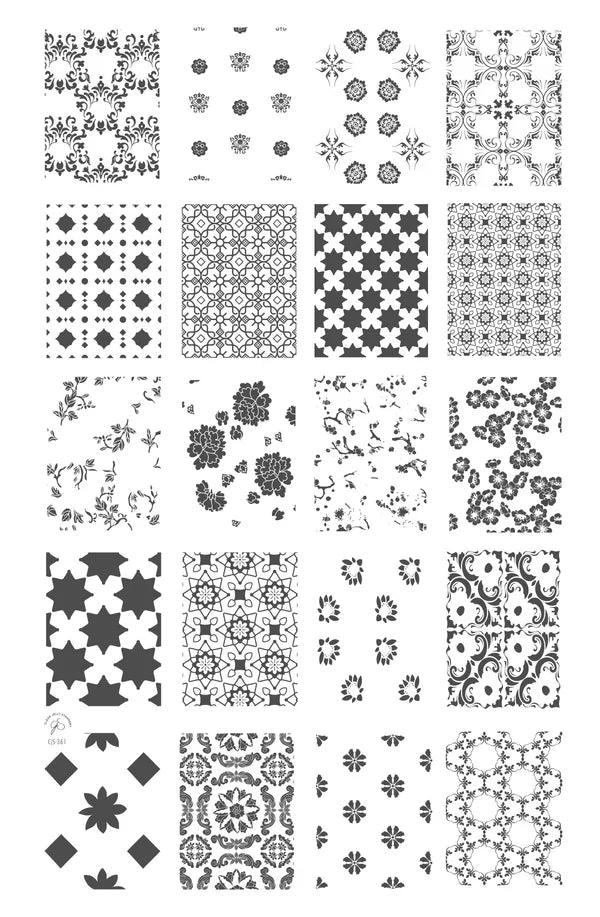 CjS-361 - Full Nail Fab - Floral Mosaic  | Clear Jelly Stamping Plate