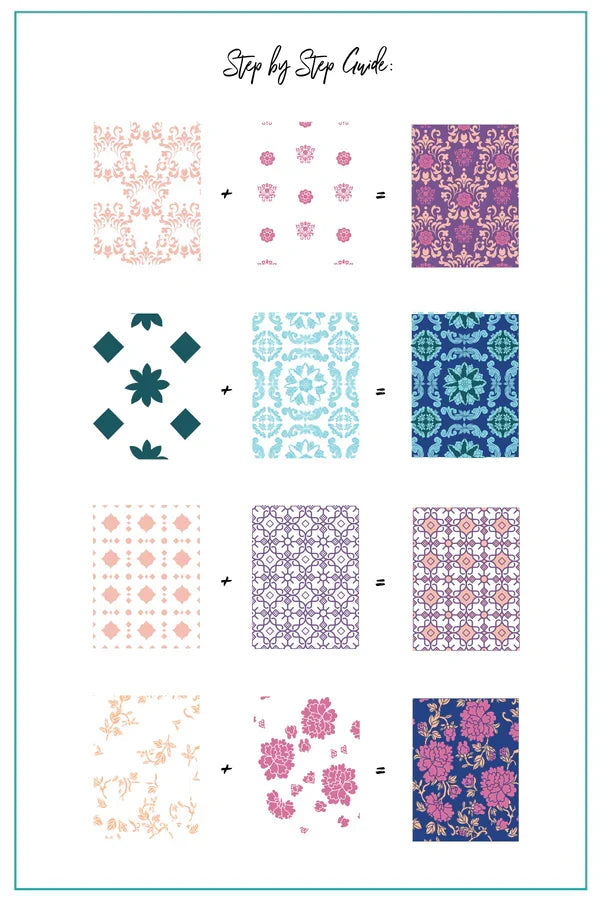 CjS-361 - Full Nail Fab - Floral Mosaic  | Clear Jelly Stamping Plate