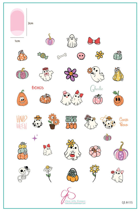 CjSH-115  Hey Boo  |  Steel Nail Art Stamping Plate