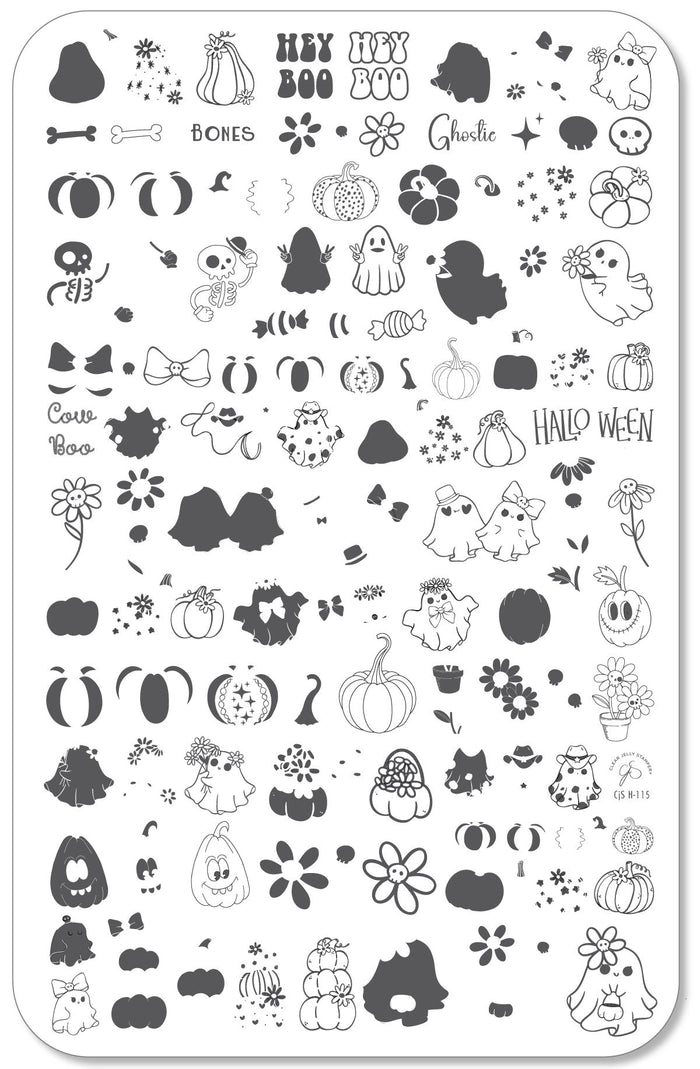 CjSH-115  Hey Boo  |  Steel Nail Art Stamping Plate