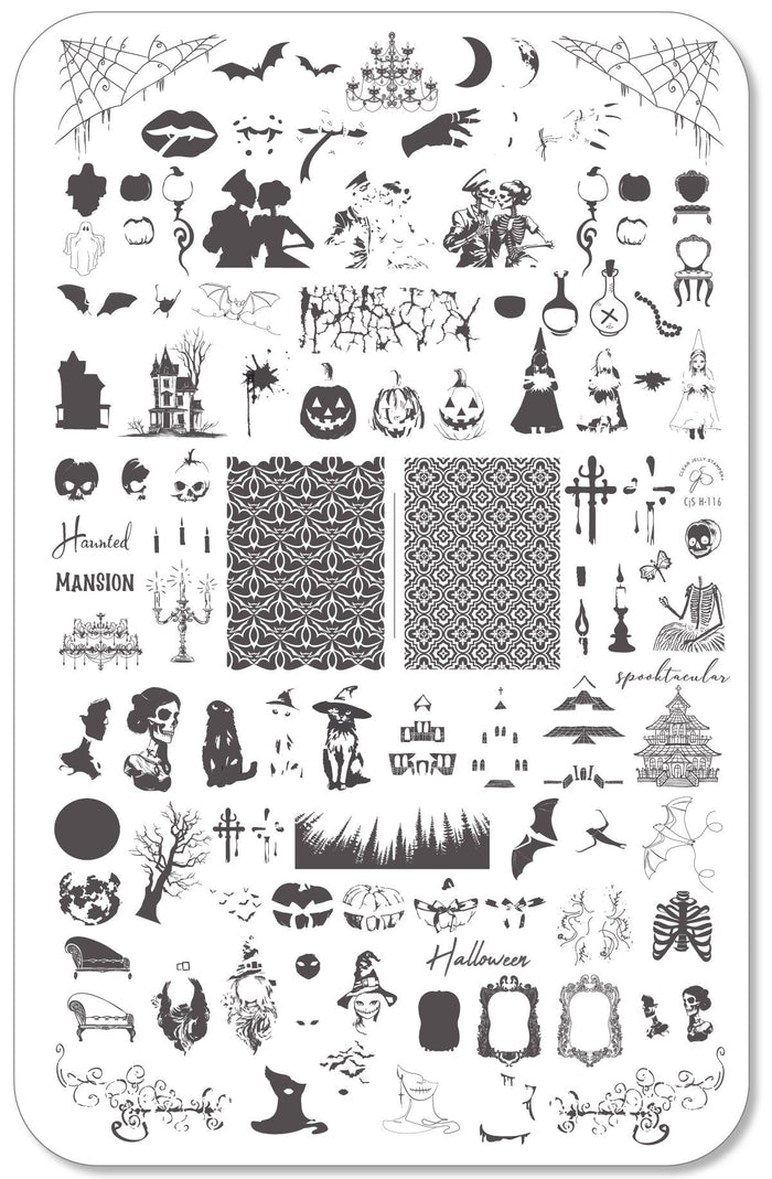 CjSH-116  Spooktaculac  |  Steel Nail Art Stamping Plate