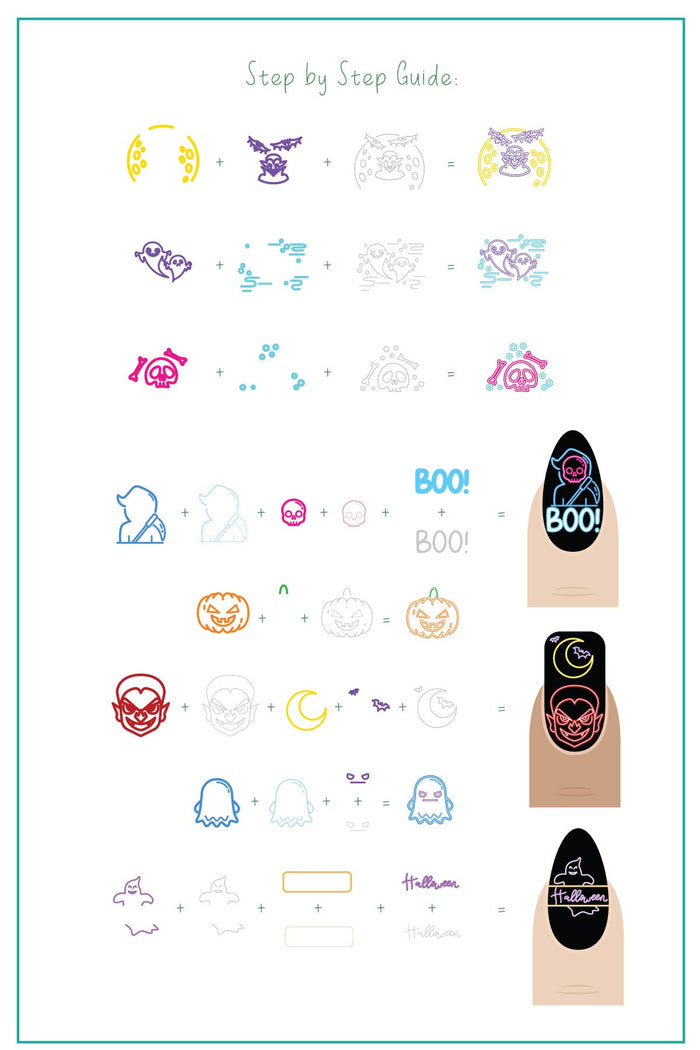CjSH-117  Neon Nightmares  |  Steel Nail Art Stamping Plate