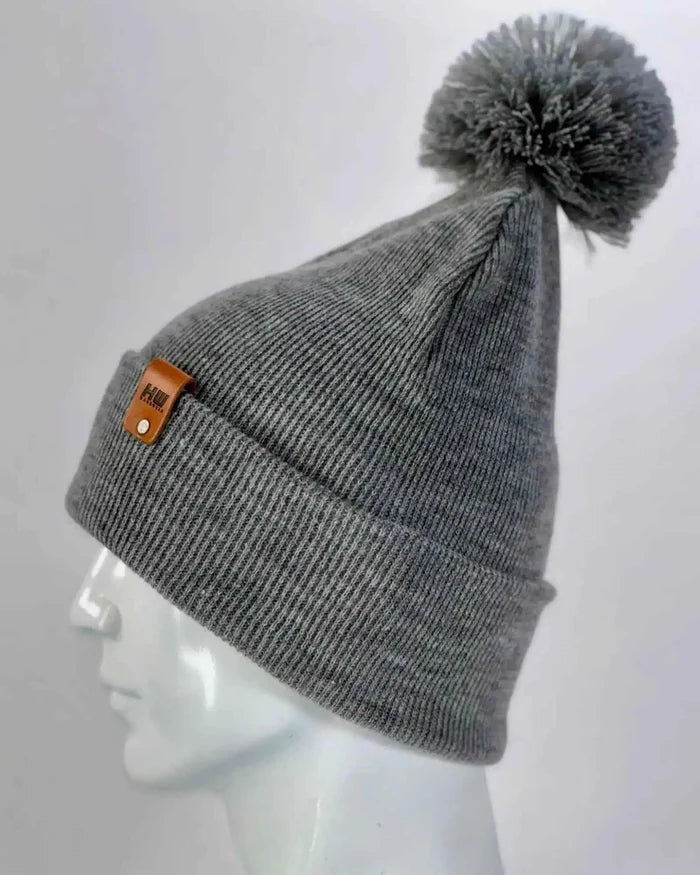 Classic Cuffed Pom Pom Beanie, Koala Gray