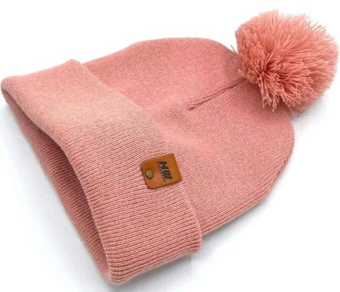 Classic Cuffed Pom Pom Beanie, Pearl Pink