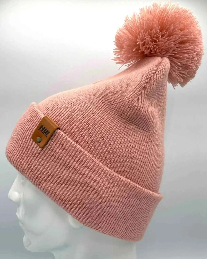 Classic Cuffed Pom Pom Beanie, Pearl Pink