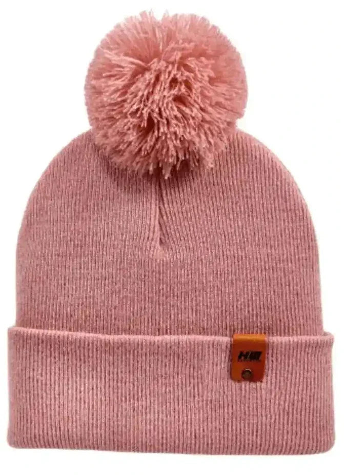 Classic Cuffed Pom Pom Beanie, Pearl Pink