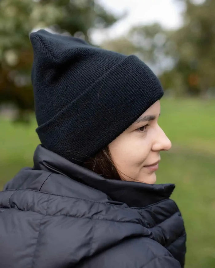 Classic Silent Cuffed Beanie, Midnight Black