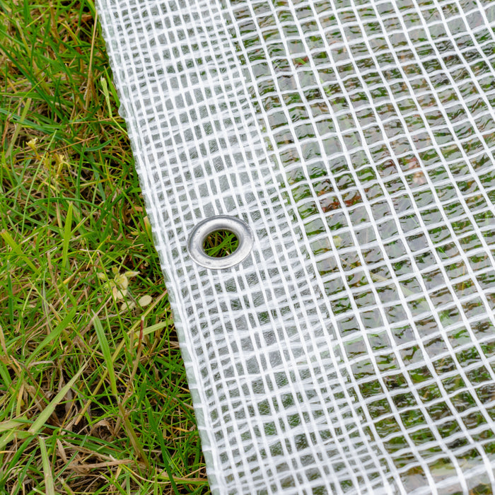 Clear M-Grade Tarpaulin with 10 Metres of 8mm Bungee Rope for Reinforced Eyelets