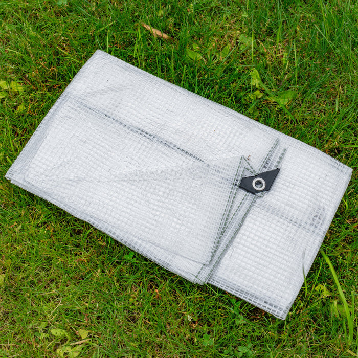 Clear XL-Grade Tarpaulin 8m x 10m Waterproof Tarpaulin Cover Reinforced Eyelets