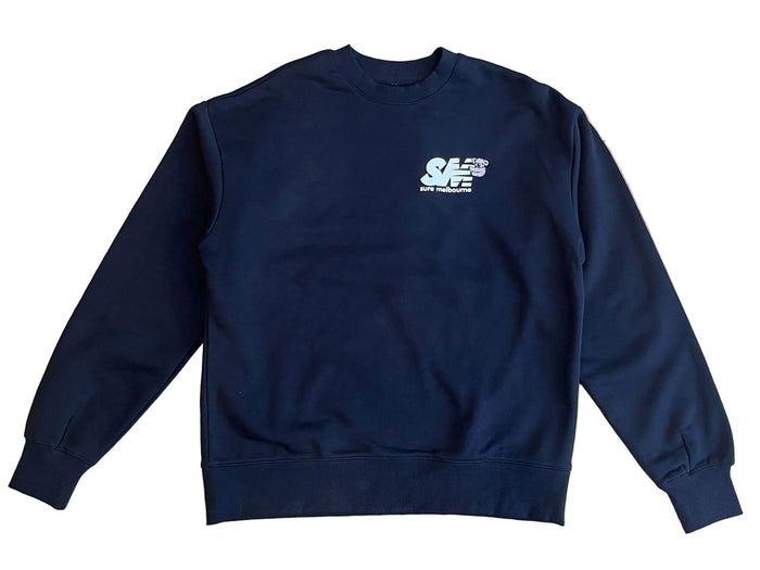 Clippy Heavyweight Fleece Crew - Black / White